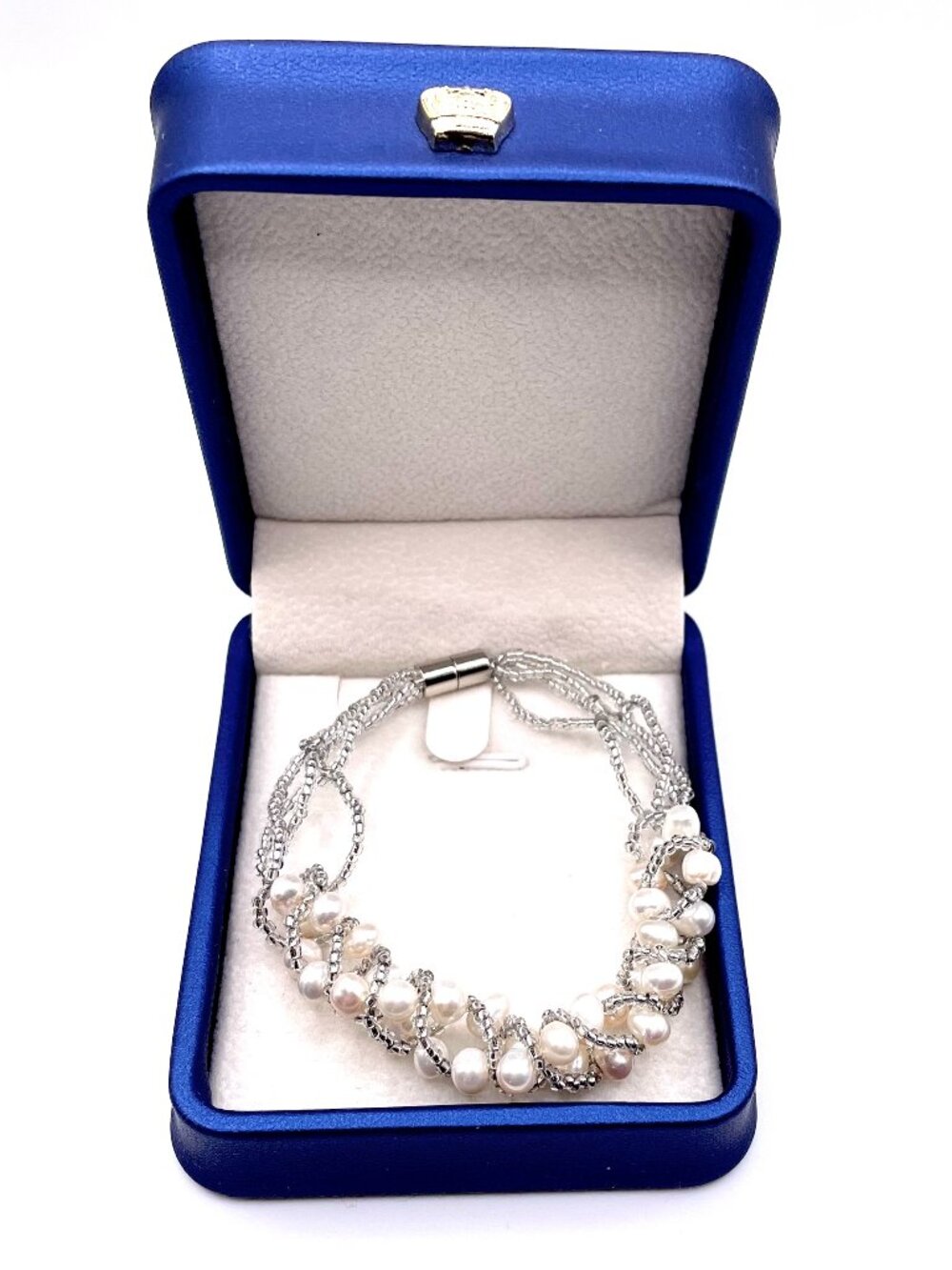 HOUSE OF PEARLS WHITE FRESHWATER PEARL TWIST BRAIDED BRACELET